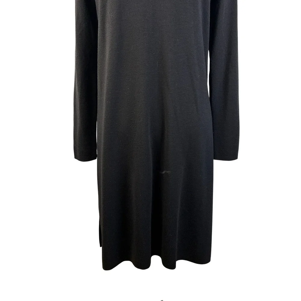 Eileen Fisher Women's M Black Superfine Merino Wool Long Duster Cardigan Pocket - Picture 12 of 14